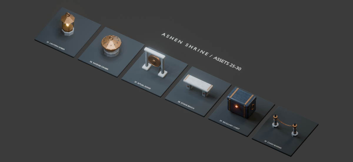 [Free 3D Assets] Ashen Shrine — 30 stone, obsidian and ember-lit props ...