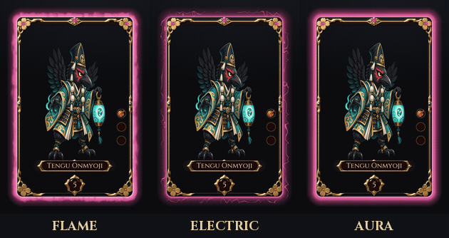 Flame, Electric and Aura edges side by side
