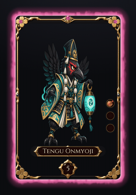 Tengu Onmyoji card with a pink flame edge