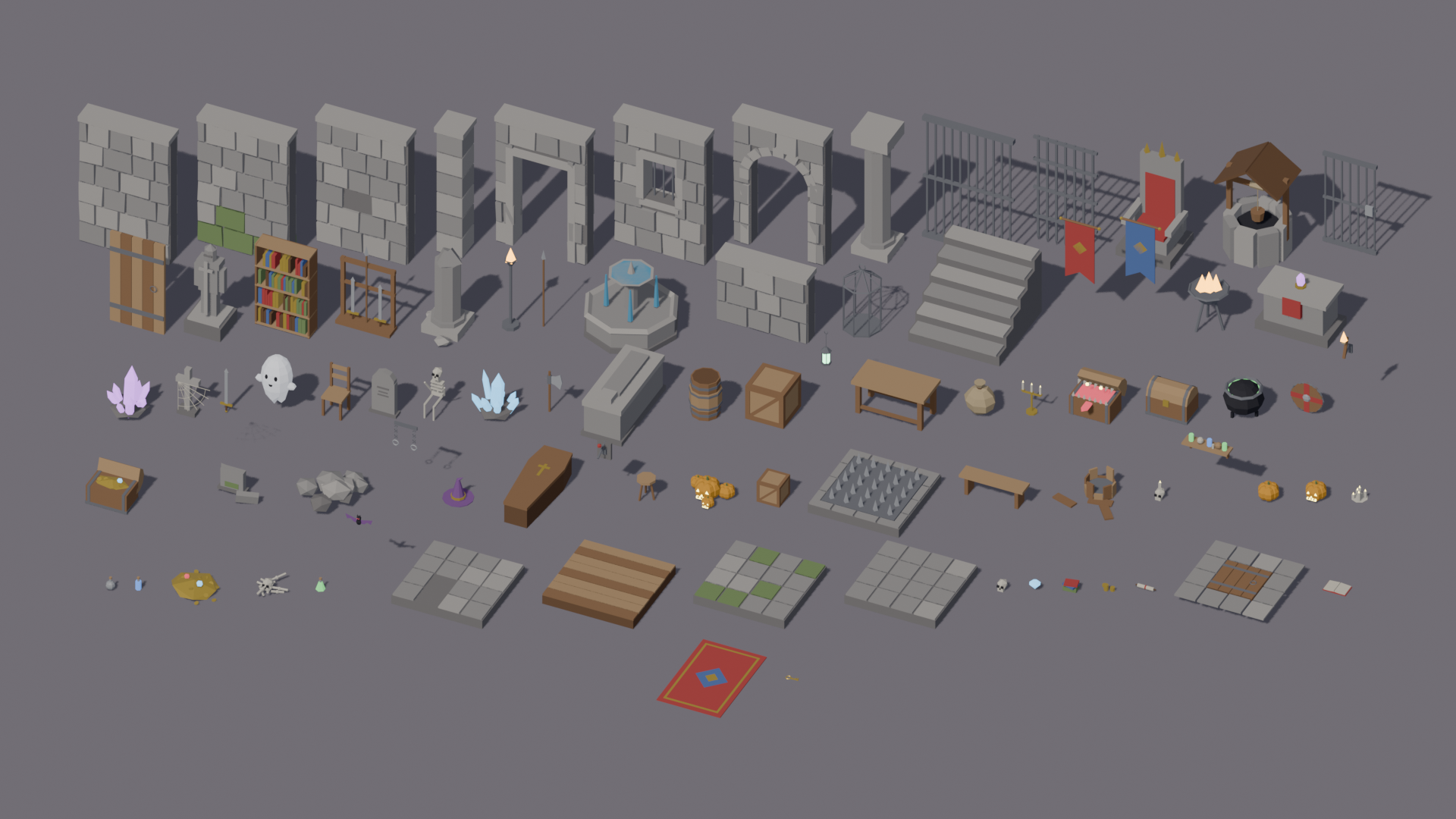 Grid Kit Modular Low Poly Fantasy Dungeon Kit by AlmsyONE