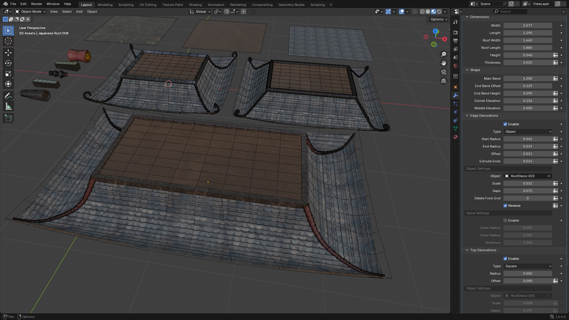 Japanese Roof Generator — Blender Geometry Nodes by 3D Tudor