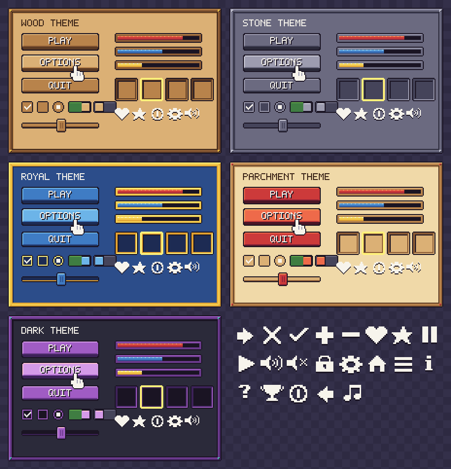 Pixel UI Kit - 5 Themes