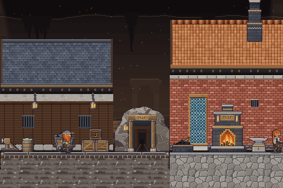 The miners' bunkhouse and the forge