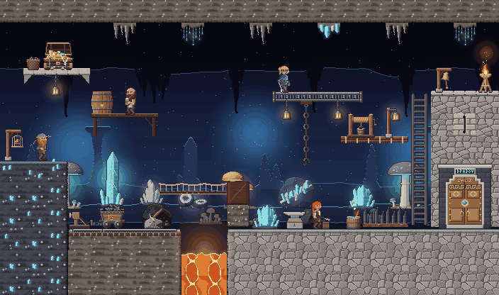 A platformer stage built from the pack