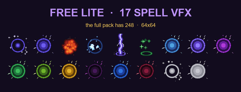 Magic Spells VFX Lite (17 Free Pixel Art Spell Effects) by Willosuna