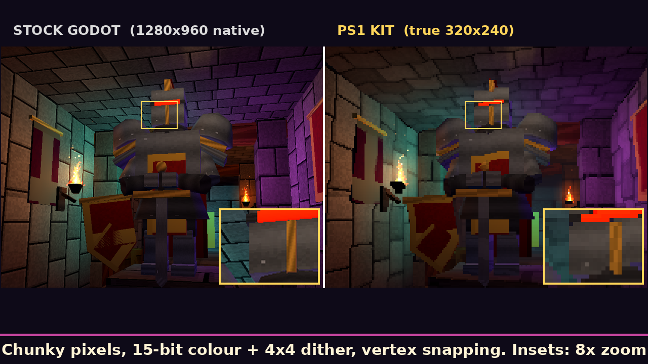 Godot 4 PS1 Shader Kit: Wobble, Affine, Dither, Fog + 320x240 Pixel ...