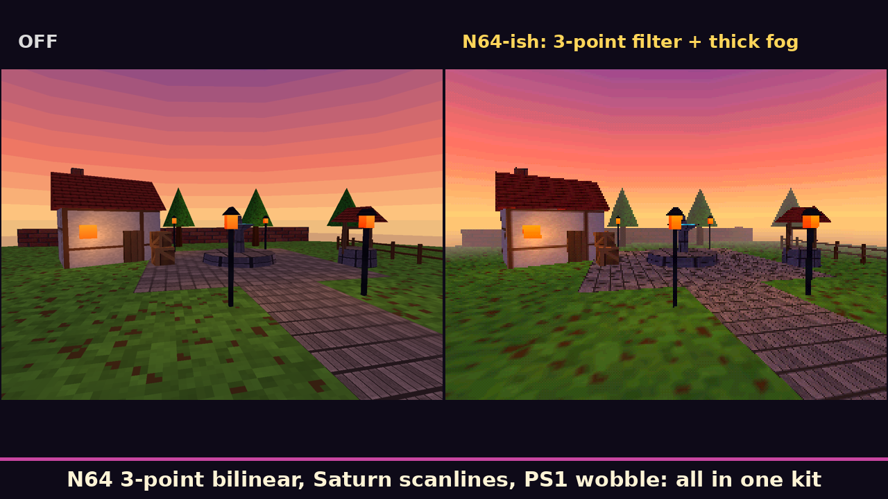 Godot 4 PS1 Shader Kit: Wobble, Affine, Dither, Fog + 320x240 Pixel ...