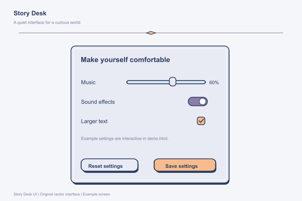 Story Desk UI — Narrative Game Interface Pack by Qingce Tools