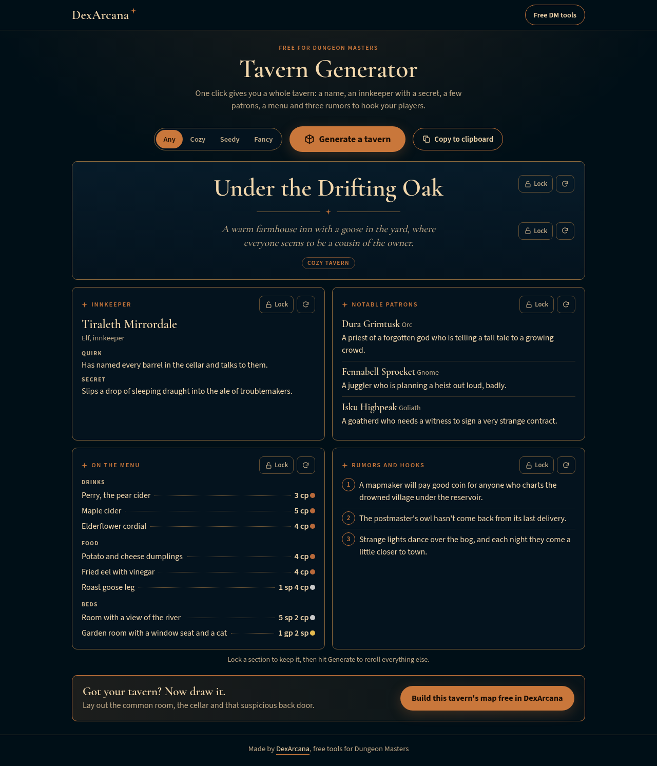 Tavern Generator by DexArcana by bridgerdm