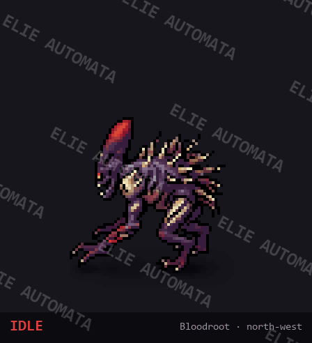 BLOODROOT STALKER – 2D Pixel Art Monster by elie_automata