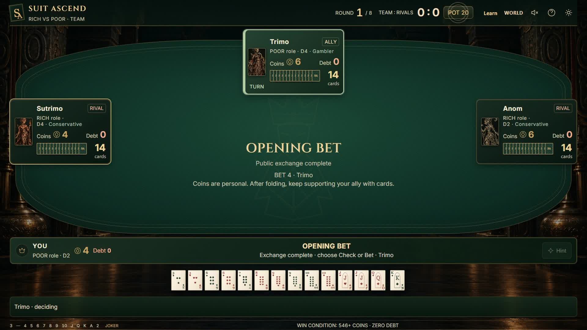 Card Suites Ranking SUIT ASCEND TEAM by Giri Games