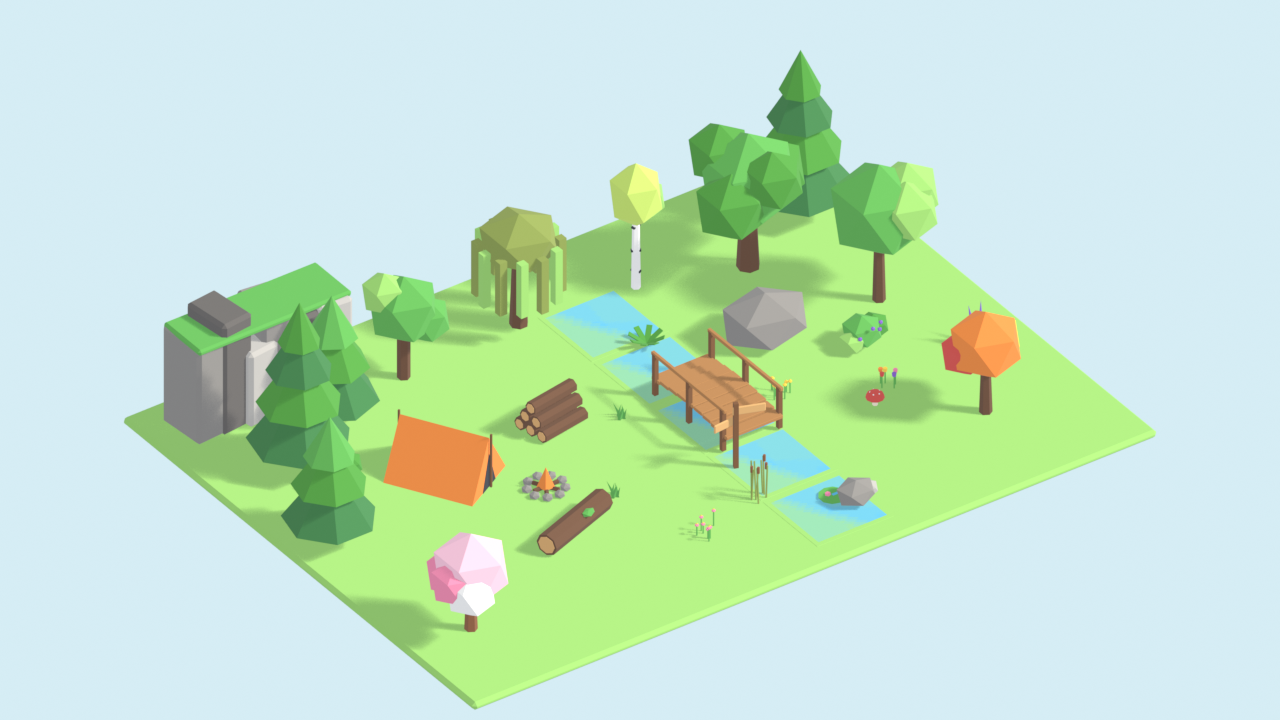 Low Poly Nature Kit - 60 Trees, Rocks & Plants by Munchkin Gaming