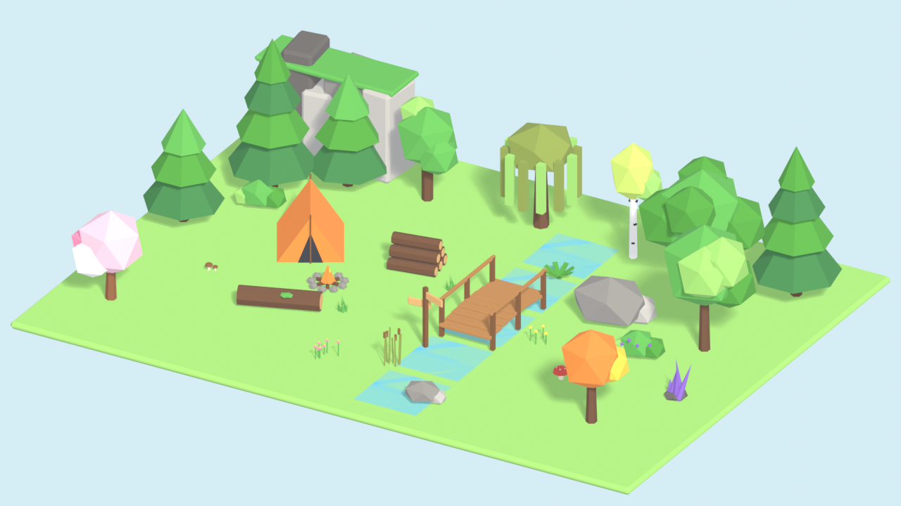 Low Poly Nature Kit - 60 Trees, Rocks & Plants by Munchkin Gaming