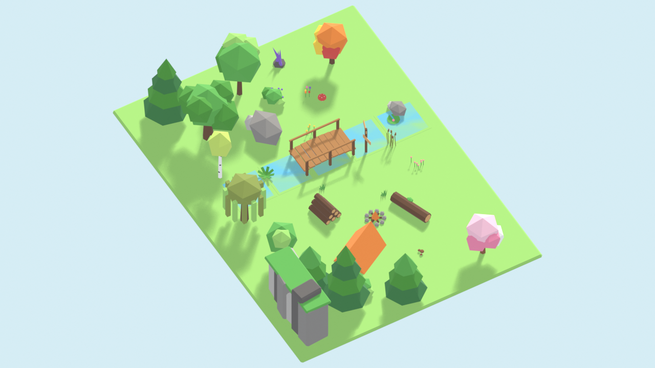 Low Poly Nature Kit - 60 Trees, Rocks & Plants by Munchkin Gaming