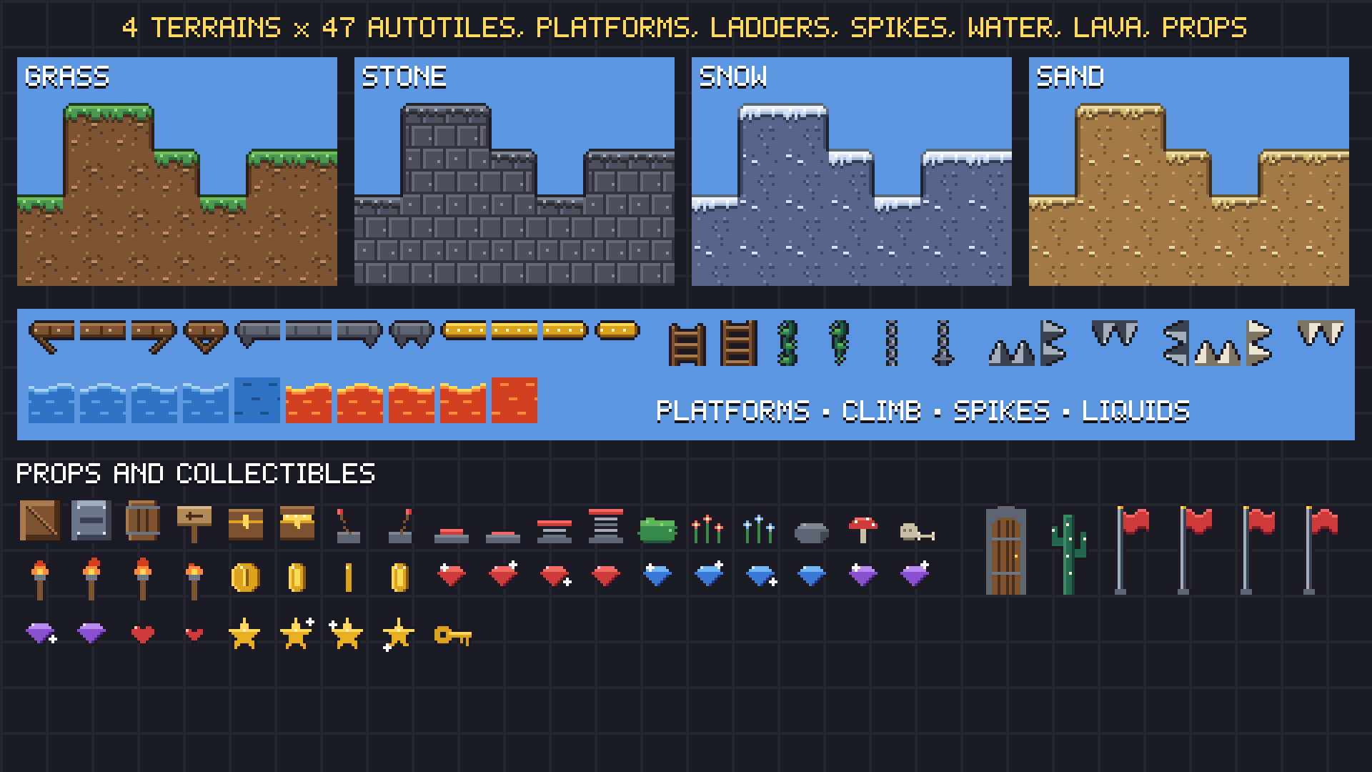 Platformer Tileset pixel art preview 2