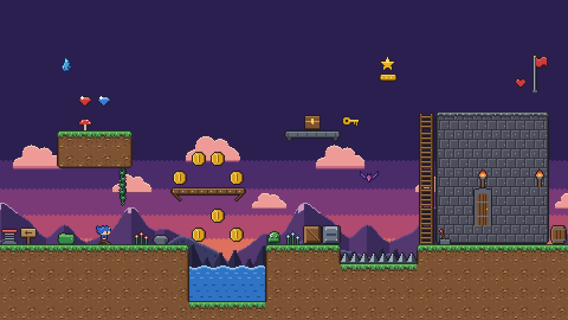 Platformer Tileset pixel art preview 3