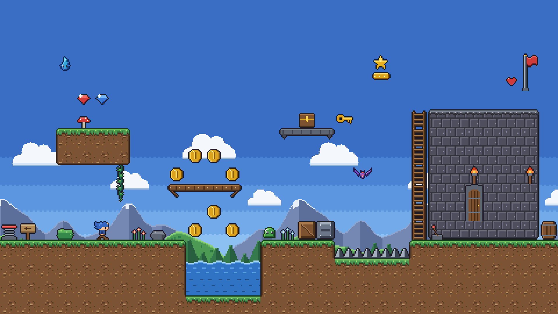 Platformer Tileset pixel art preview 5