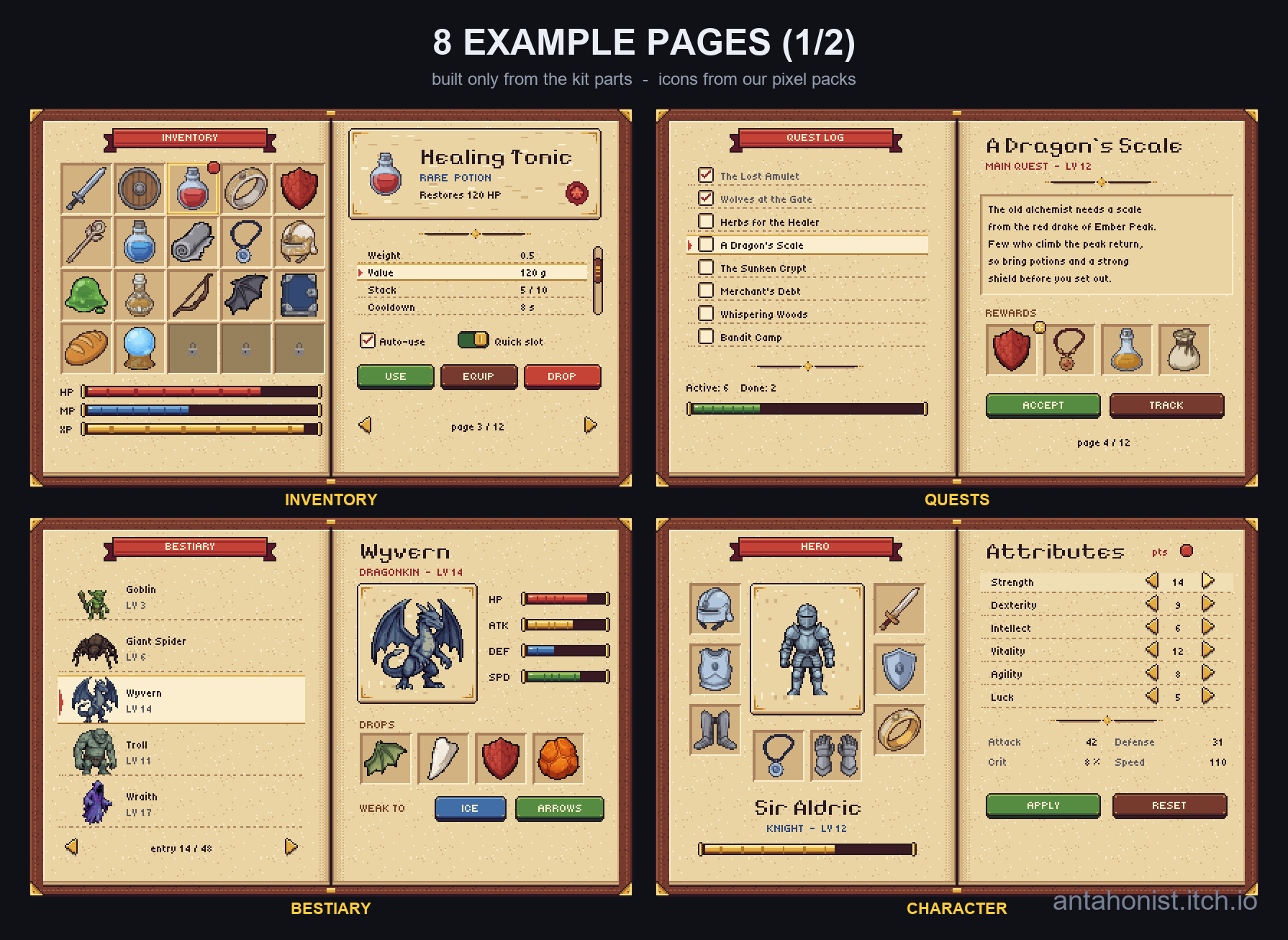 Pixel Journal - Animated Book UI Kit by Antahonist
