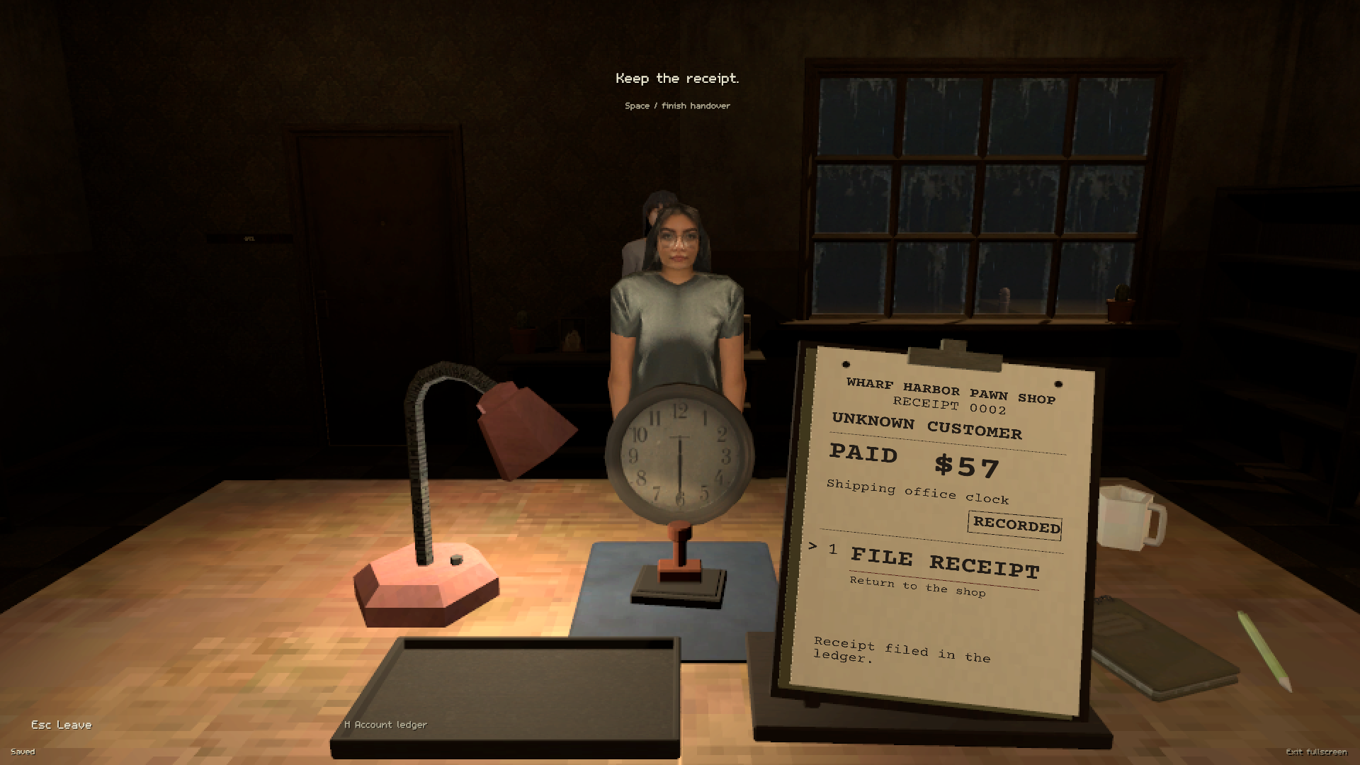 Negotiating with a customer across the counter &mdash; actual gameplay