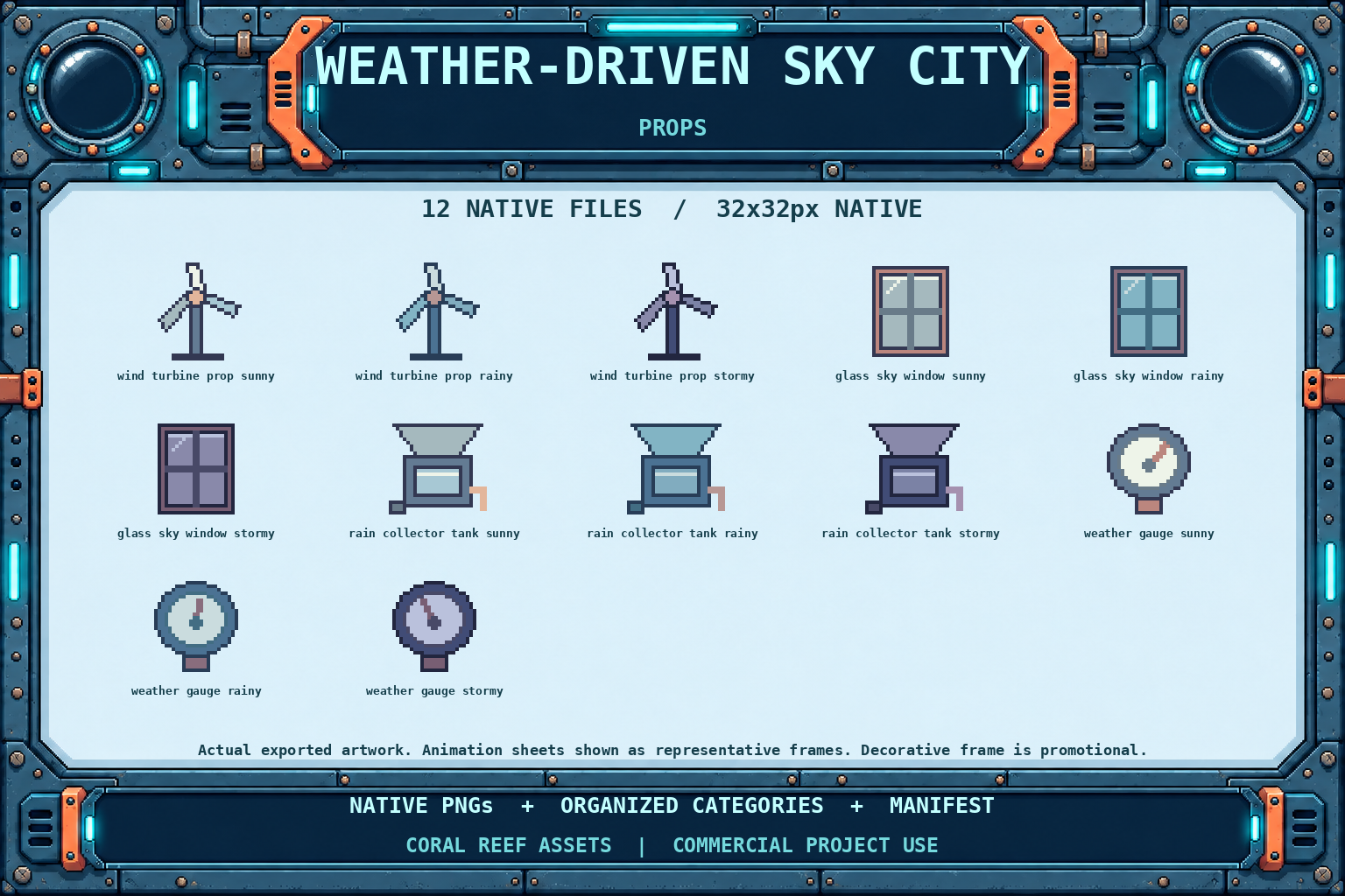 Weather-Driven Sky City: 32x32 Platformer Tileset by CoralReefAssets