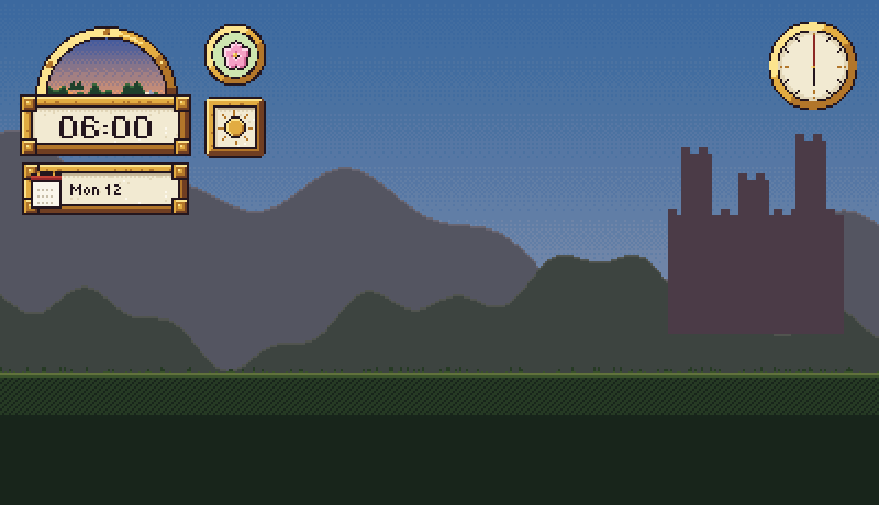 FREE Day & Night Clock HUD - Pixel Art by Antahonist