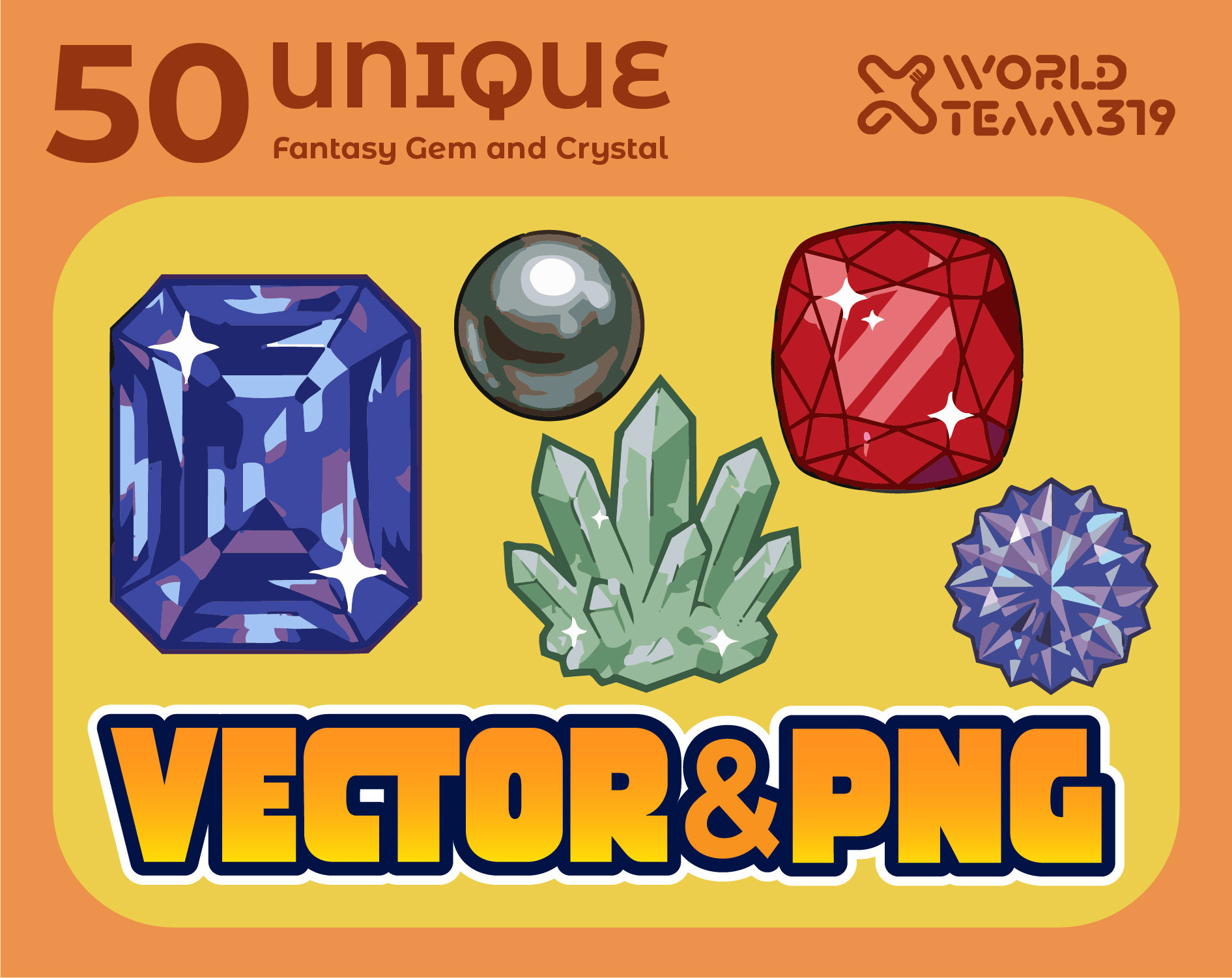 Zip Icon Vector 50 Unique 2D Fantasy Gem and Crystal Icons (Vector & PNG) by X World ...