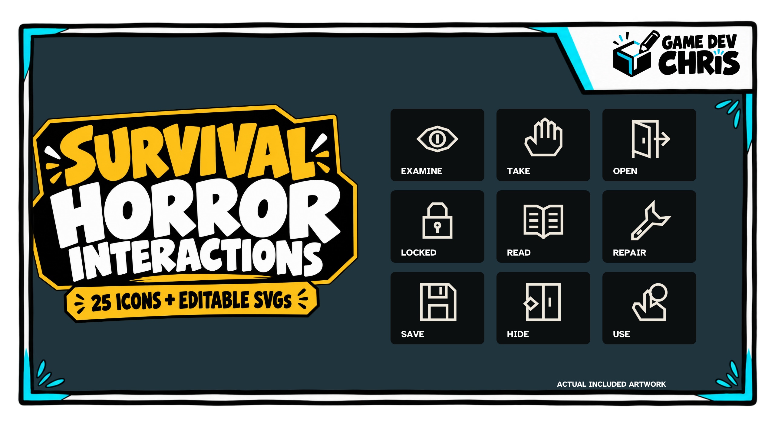 Survival Horror Interaction Symbols &mdash; 25 icons + free sample