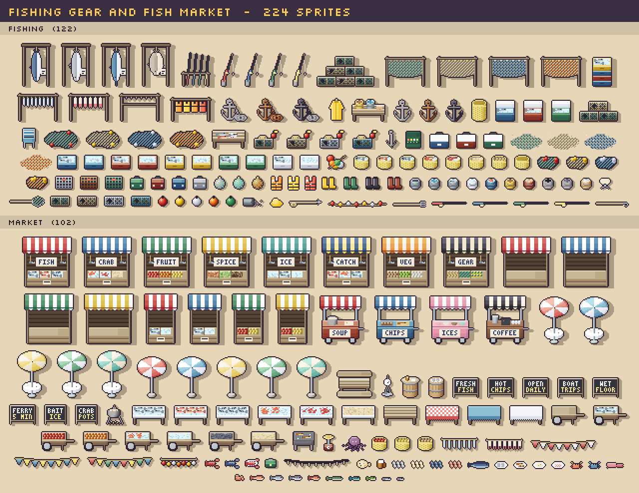 Fishing gear and fish market