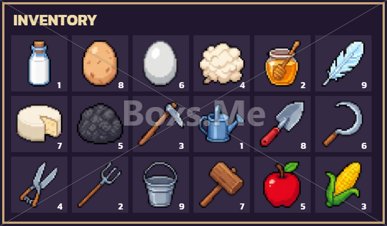 Pixel Farming Game Pixel Animal Farm Inventory by Boxs.Me