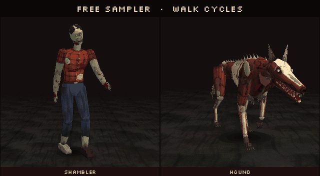 PSX Horror Monsters Free Sampler – 2 Animated PS1 Style Enemies by bitkiln