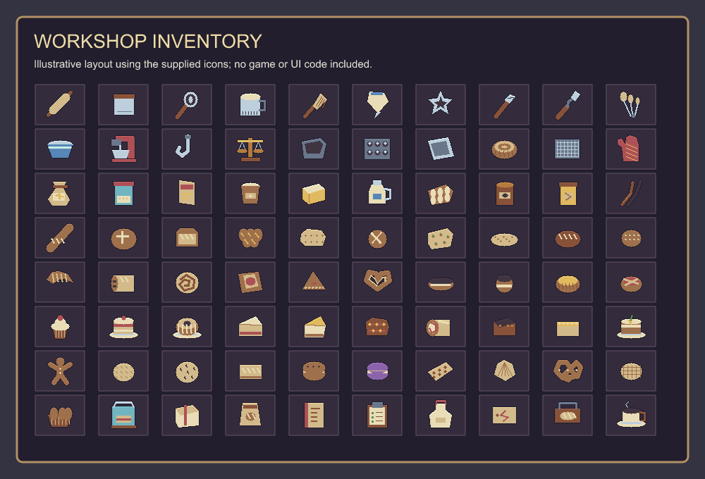 Bakery Pantry - 80 Pixel Crafting Icons by Angrylol
