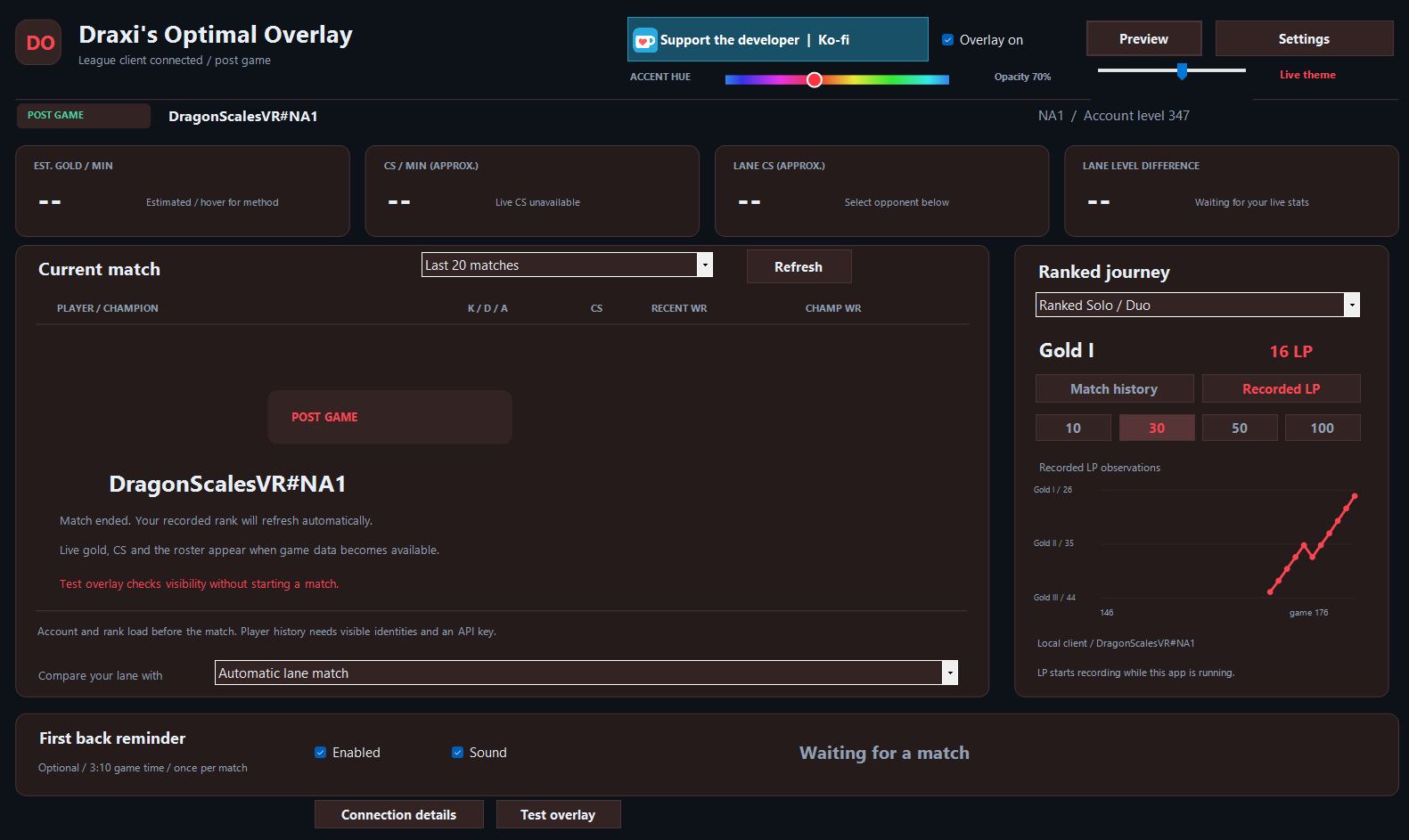League Performance Overlay by Studio Draxi