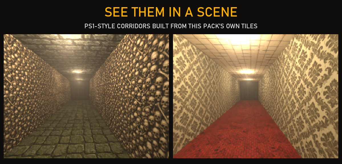 PSX Horror Textures: 64 Seamless Retro Game Textures by berserkerbones