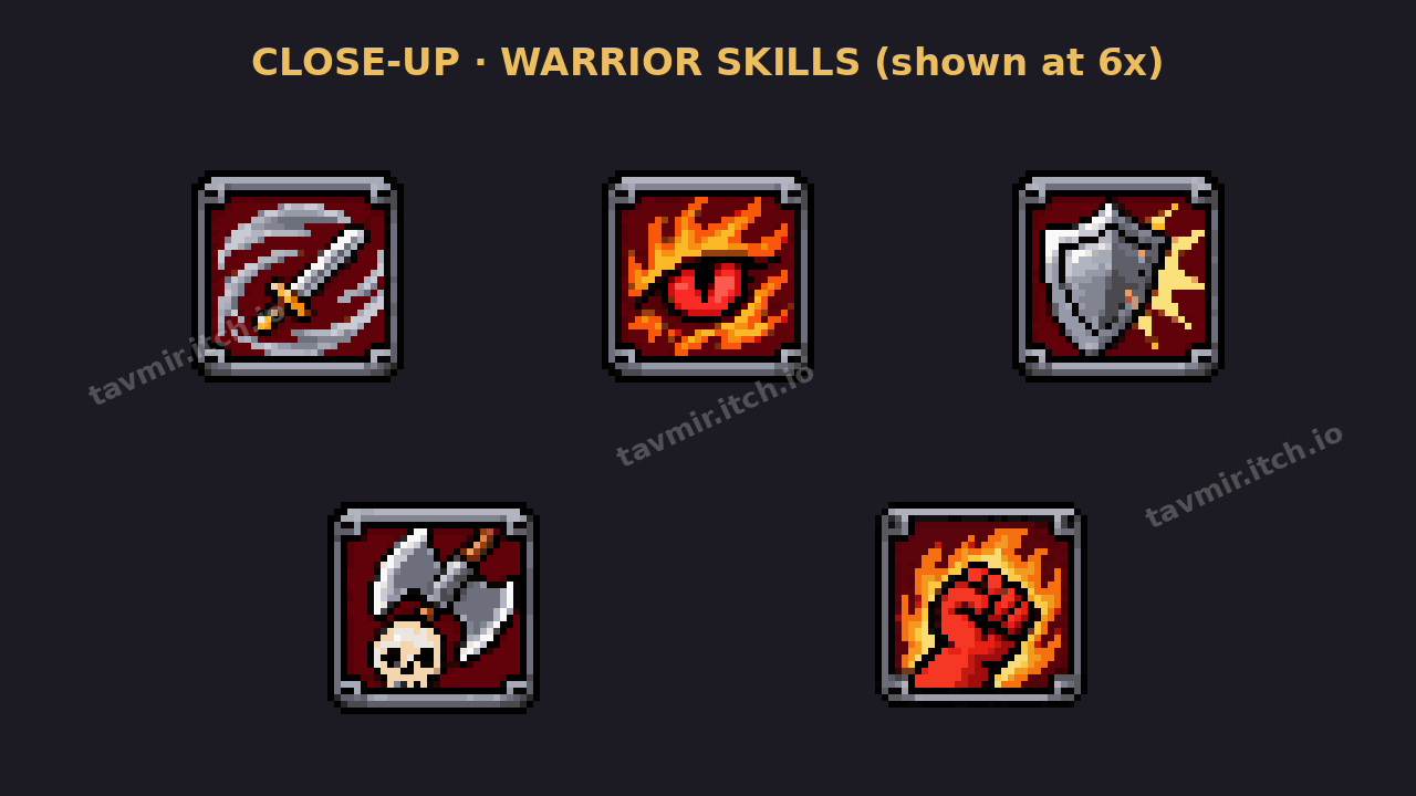 Tavmir Pixel Fantasy - Warrior Skills (24 Icons, 32x32) by Tavmir