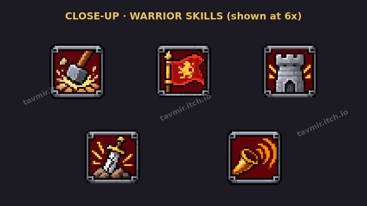 Tavmir Pixel Fantasy - Warrior Skills (24 Icons, 32x32) by Tavmir