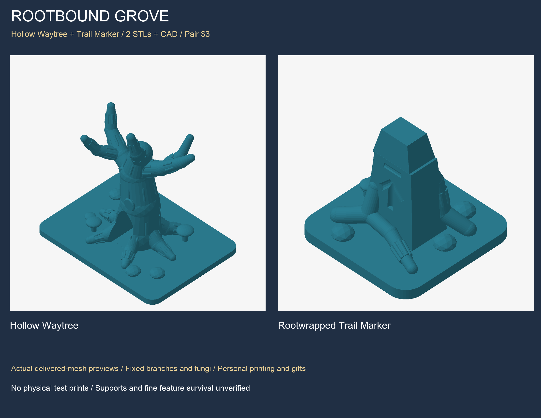 Rootbound Grove - Hollow Tree, Fallen Log & Marker STLs + CAD by Carter ...