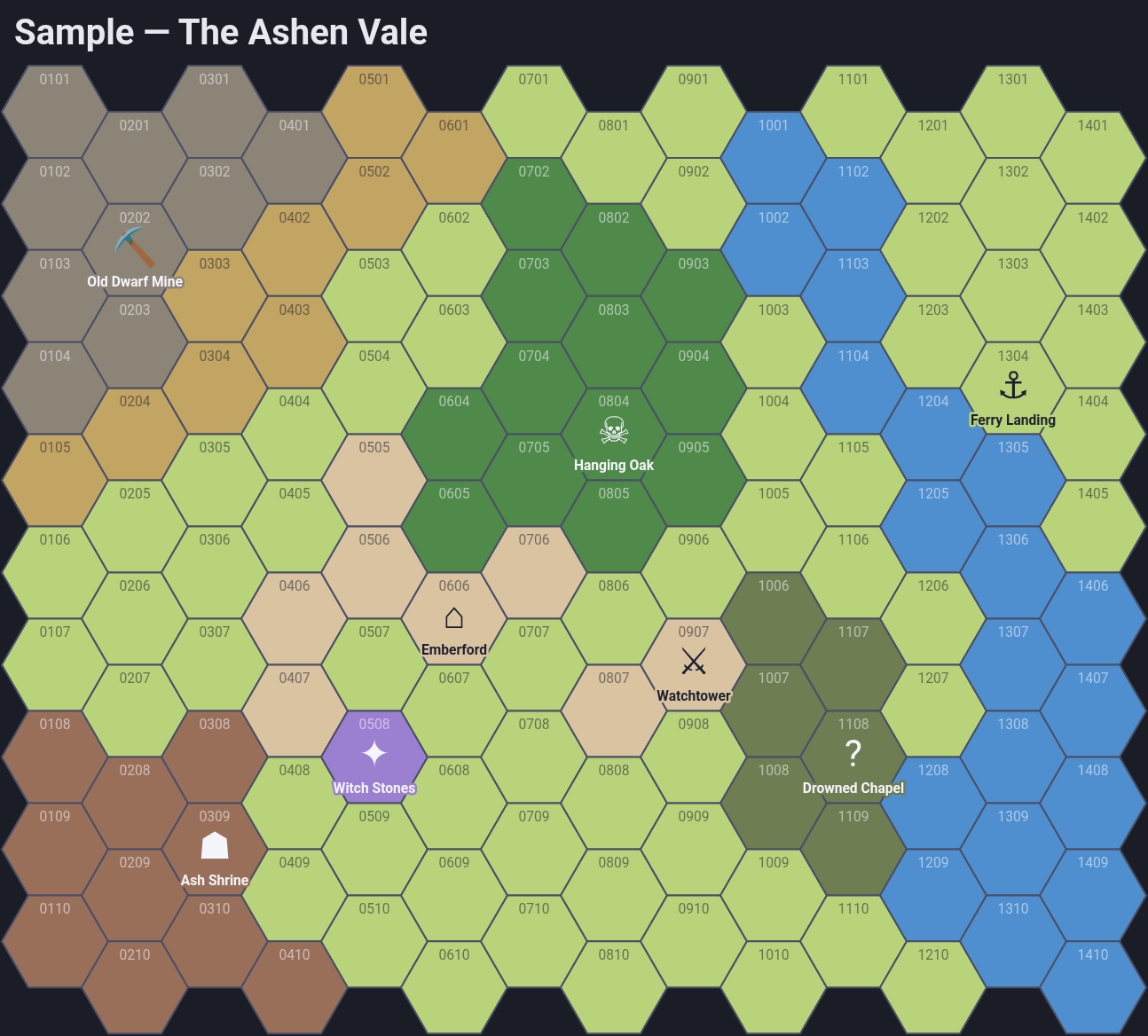 Hex Map Notation Pad — Offline Hex Map Editor with Notes (HTML) by ...