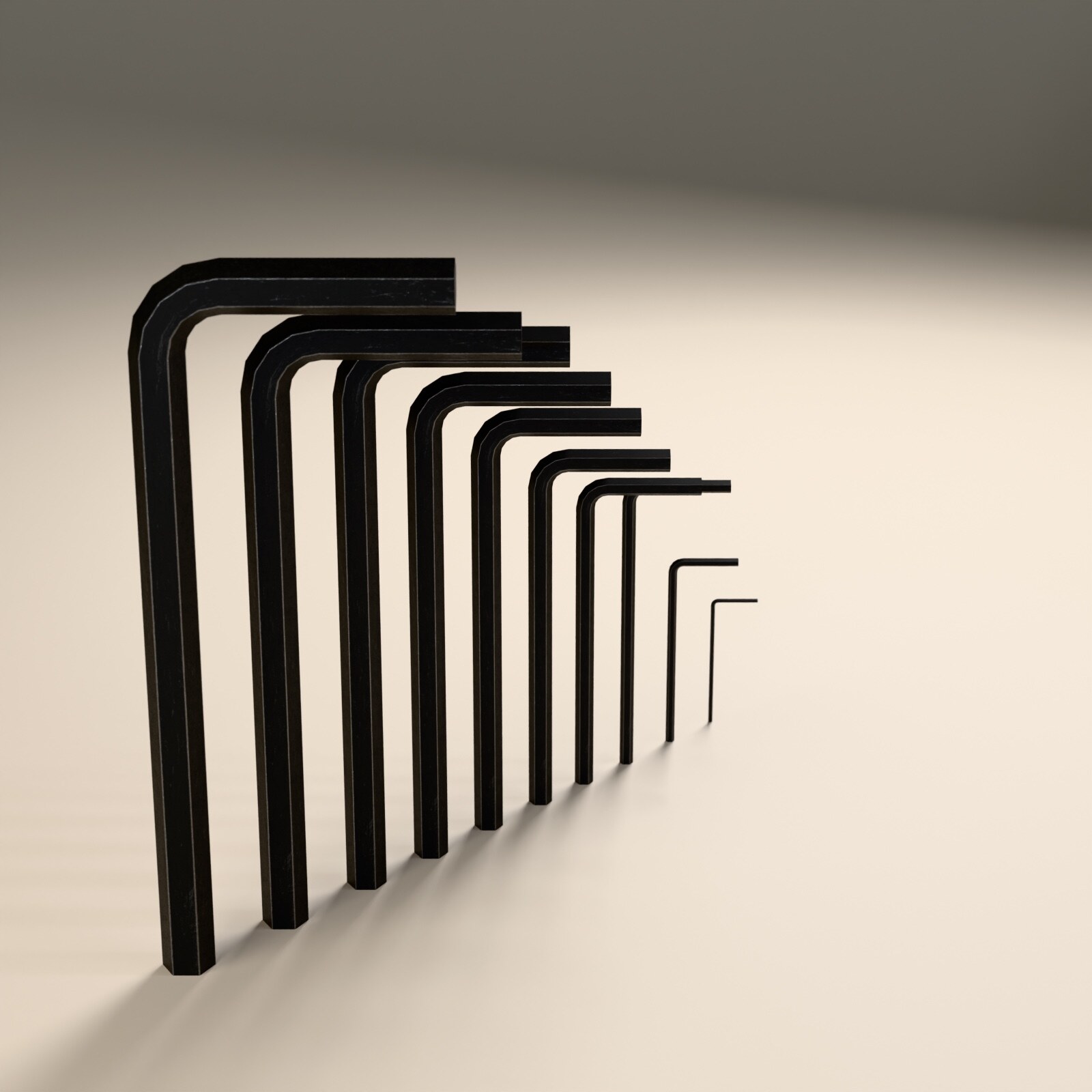 Allen Key Set 1-10 mm Dark Steel - Low Poly PBR by Funfant