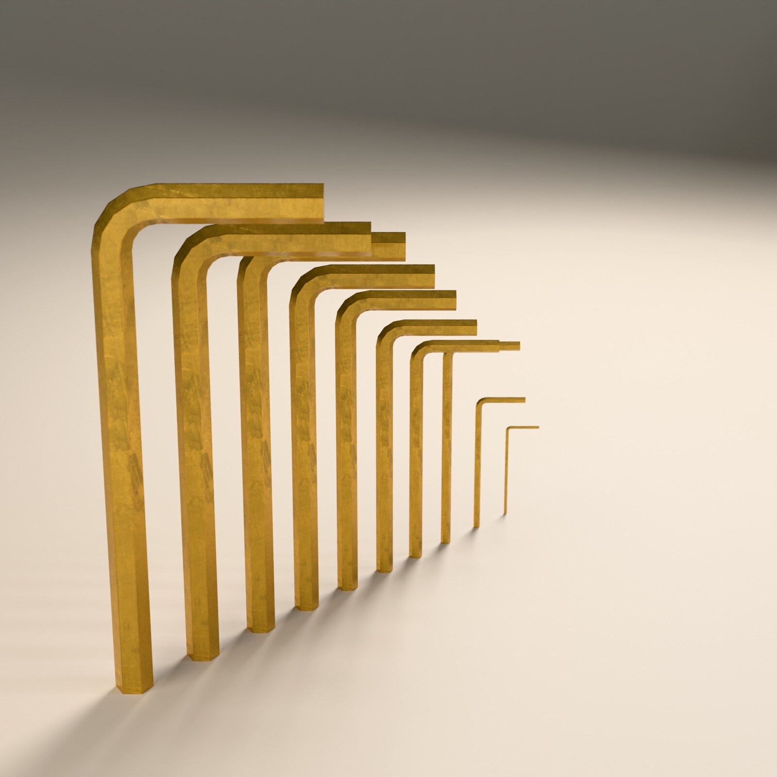 Allen Key Set 1-10 mm Gold TiN Coated - Low Poly PBR by Funfant