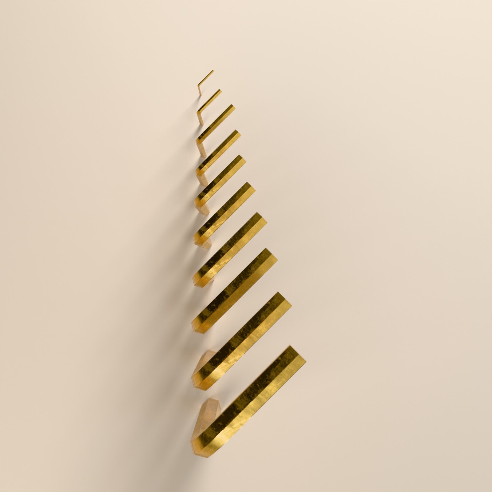Allen Key Set 1-10 mm Gold TiN Coated - Low Poly PBR by Funfant