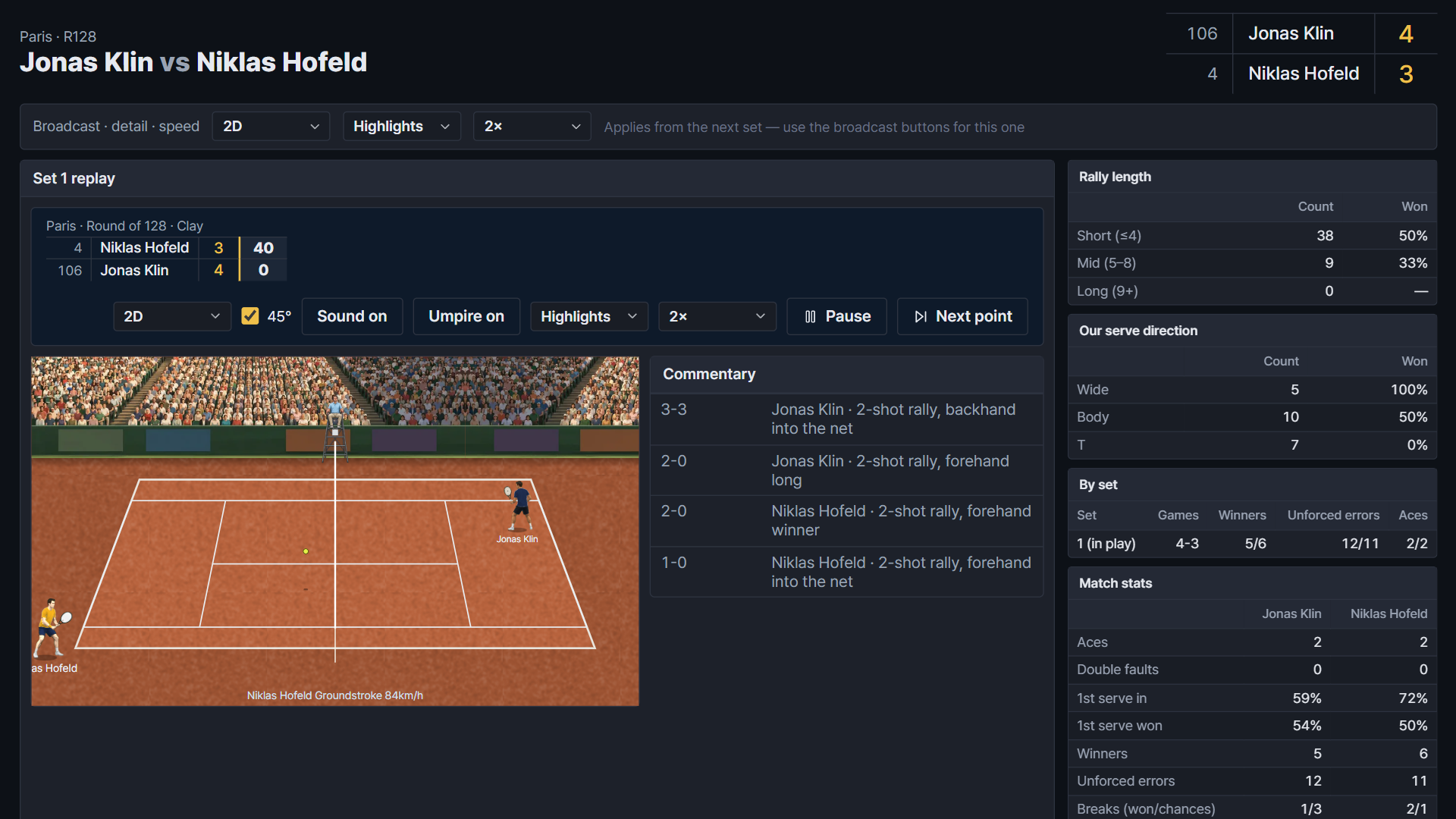 Match broadcast