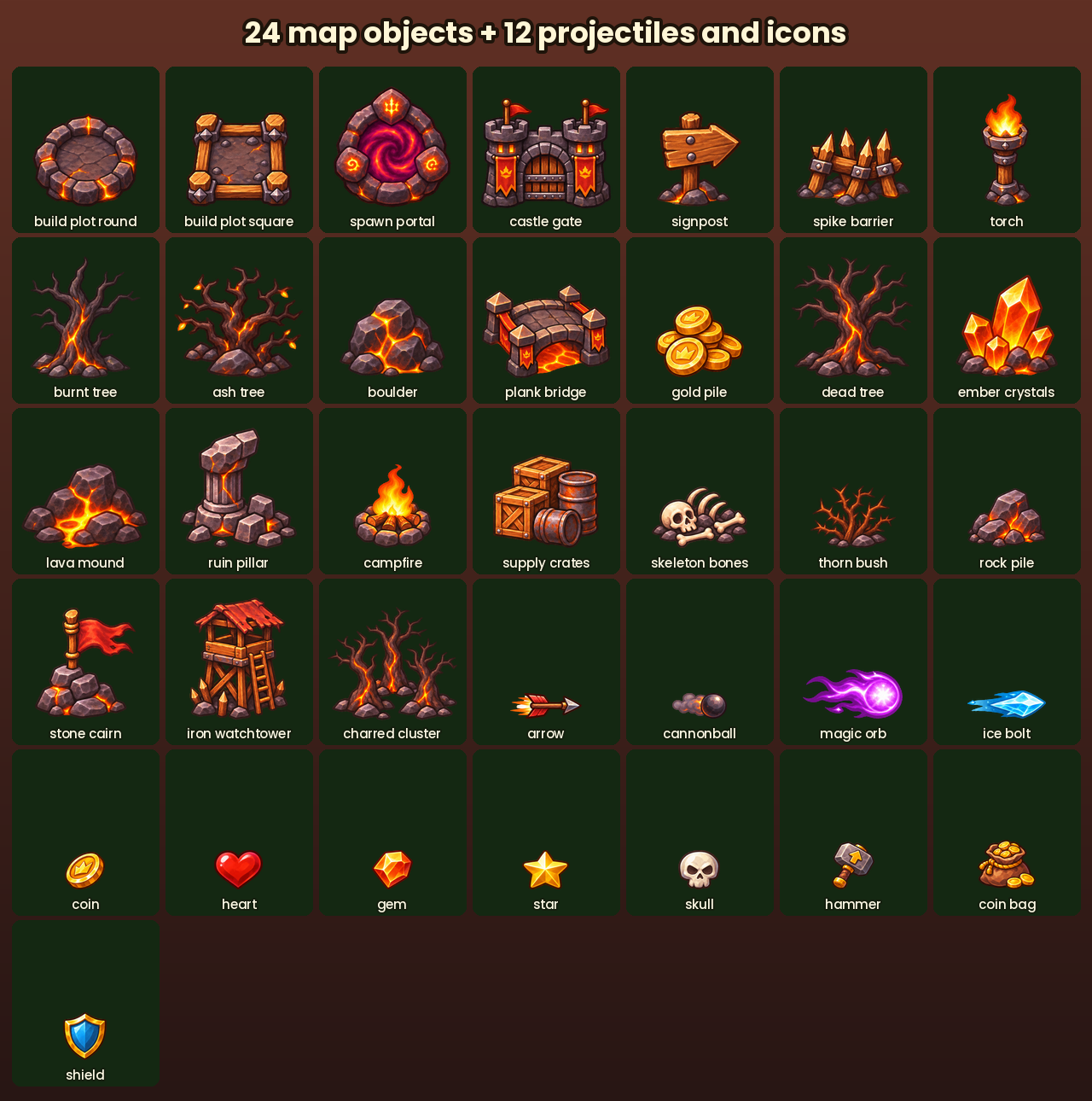 Campfire Transparency Cinderhold Caldera — 2D Tower Defense Kit by Certainity