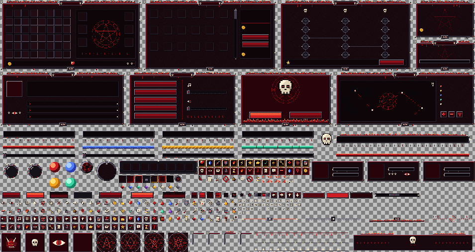 Dark Fantasy & Demonic Pixel Art UI Pack by iguiw