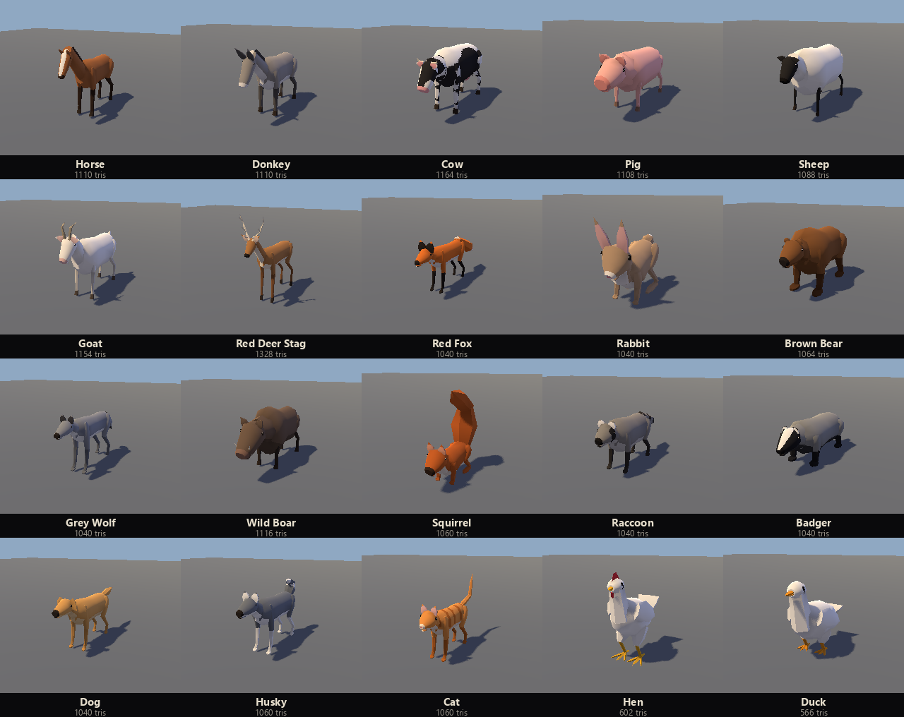 Low-Poly Animals - 20 Animated Farm, Forest and Pet Animals by heyheythere