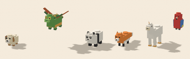 Blocky Animated Pet Pack - 30 Rigged Animals, 127 Animations by Akochan