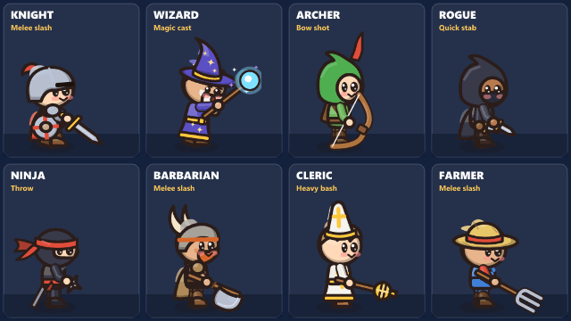 Animated Characters Pack - 8 Chibi Heroes, 1064 Frames, Side + Top-Down ...