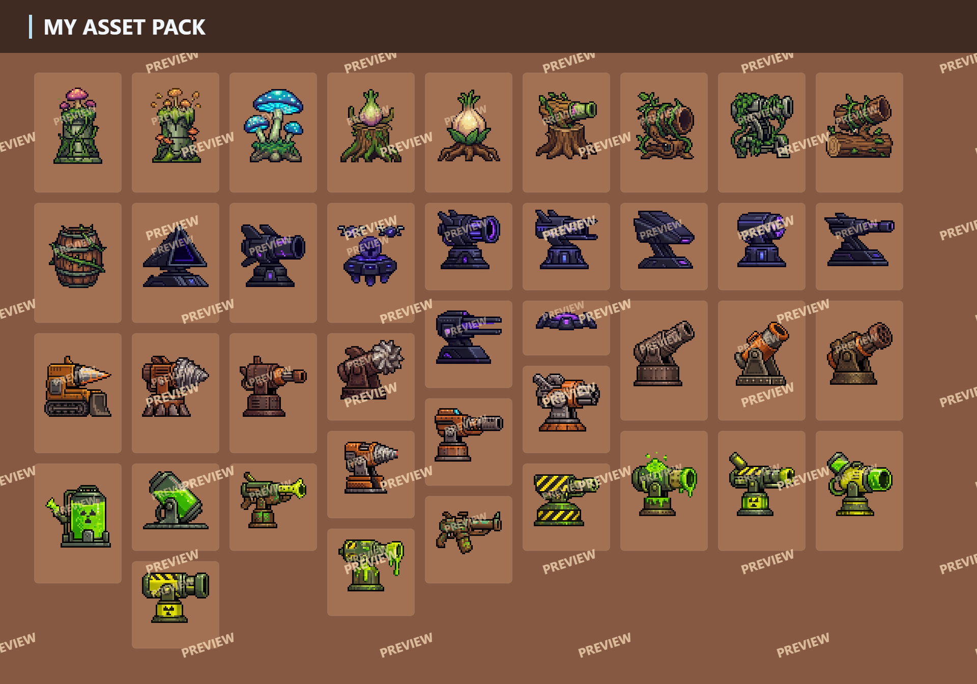 800+ Pixel Turrets (Every genres) by RehanDev