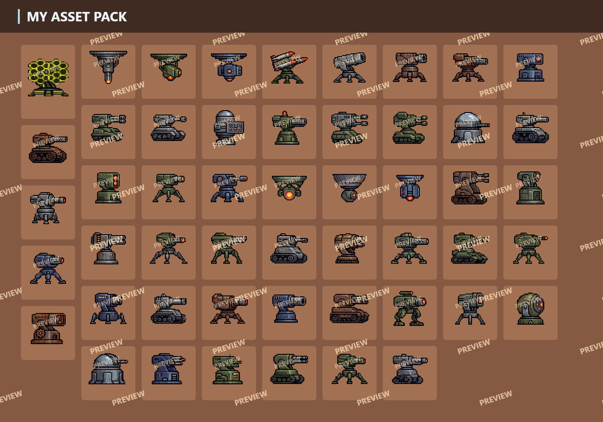 800+ Pixel Turrets (Every genres) by RehanDev