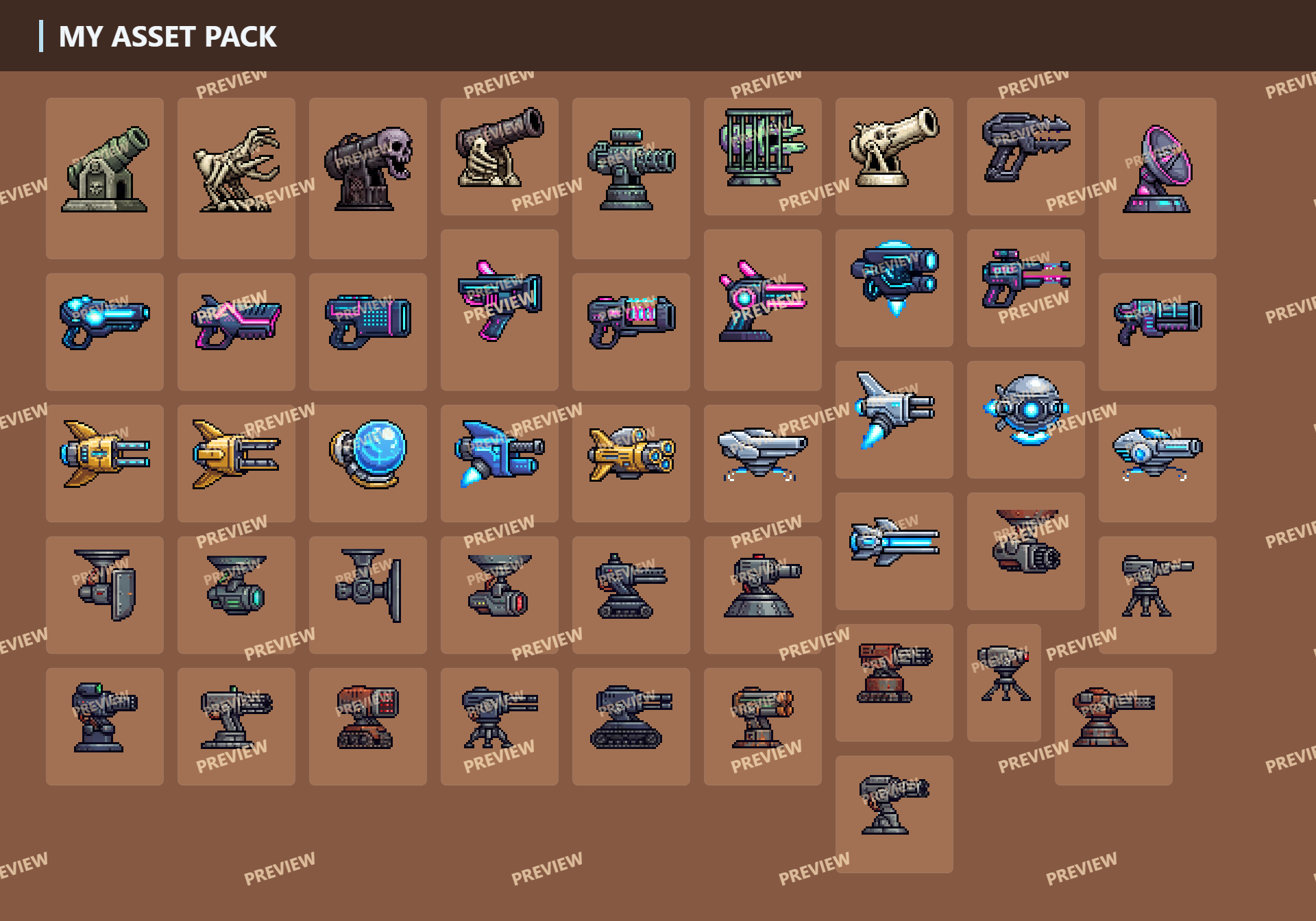 800+ Pixel Turrets (Every genres) by RehanDev
