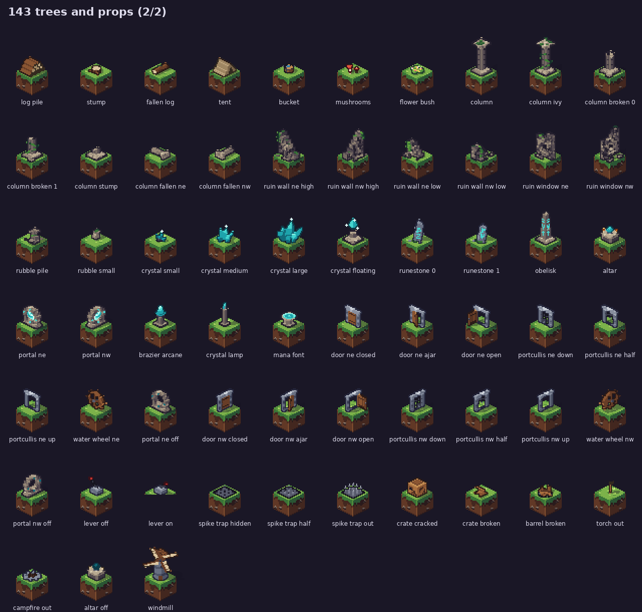 Tile Set Blocks Meadow Blocks - Isometric 32x32 Block Tileset by THET1ME